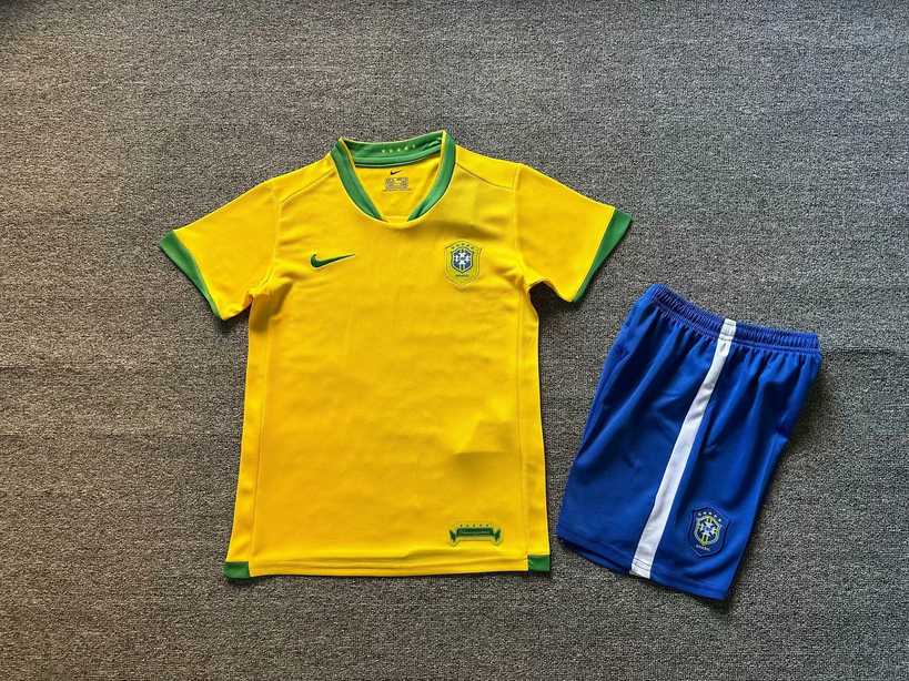 2006 Brazil home kids kit Retro 2006 巴西 主场 儿童套装