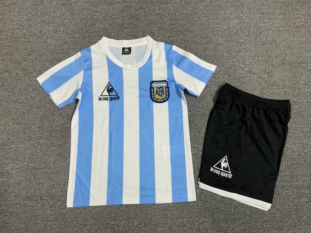 86 Argentina Home Retro Children's Set 86 阿根廷 主场 复古 孩子套装