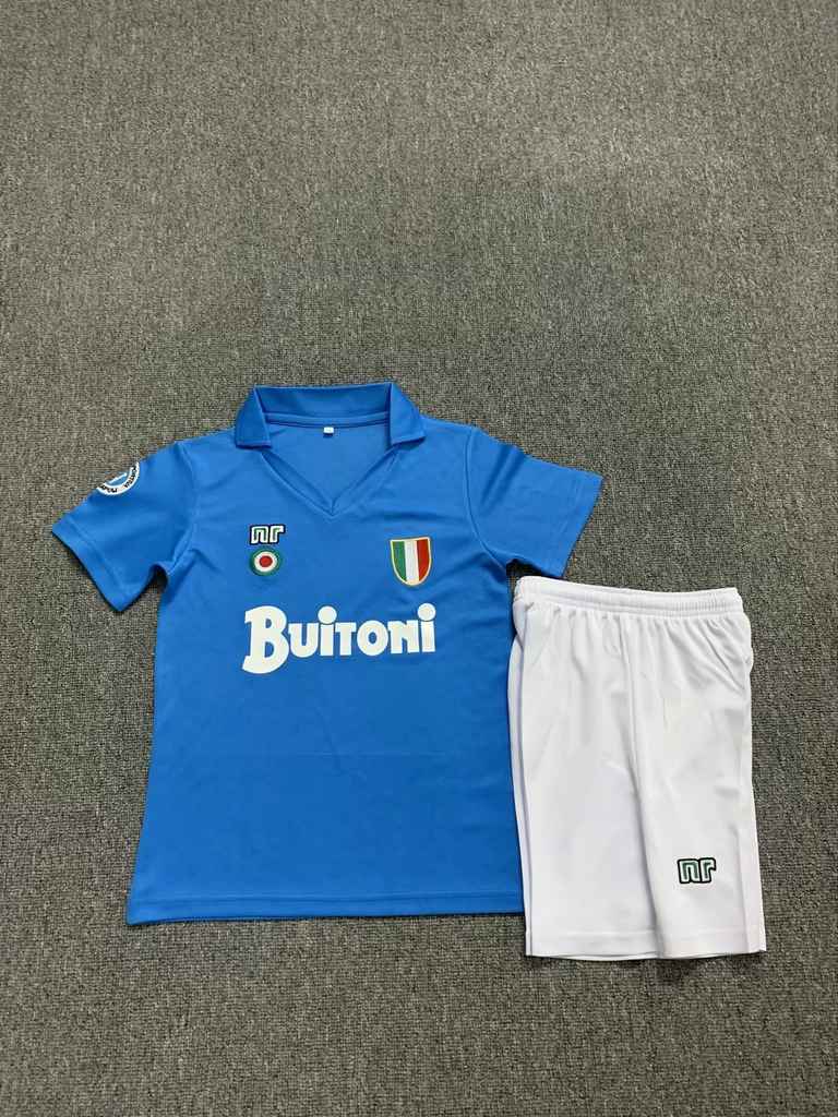 87 88 Napoli home retro kid kits 87 88 那不勒斯 主场 复古 孩子套装