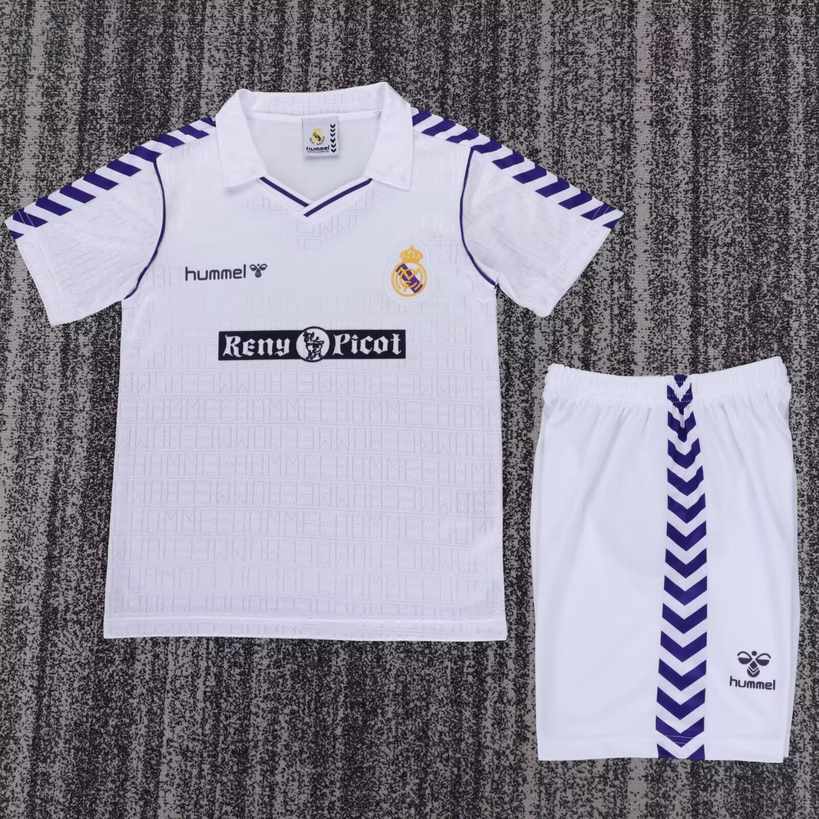 88 90 Real Madrid home kid kits retro 88 90 皇马 主场 孩子 复古套装