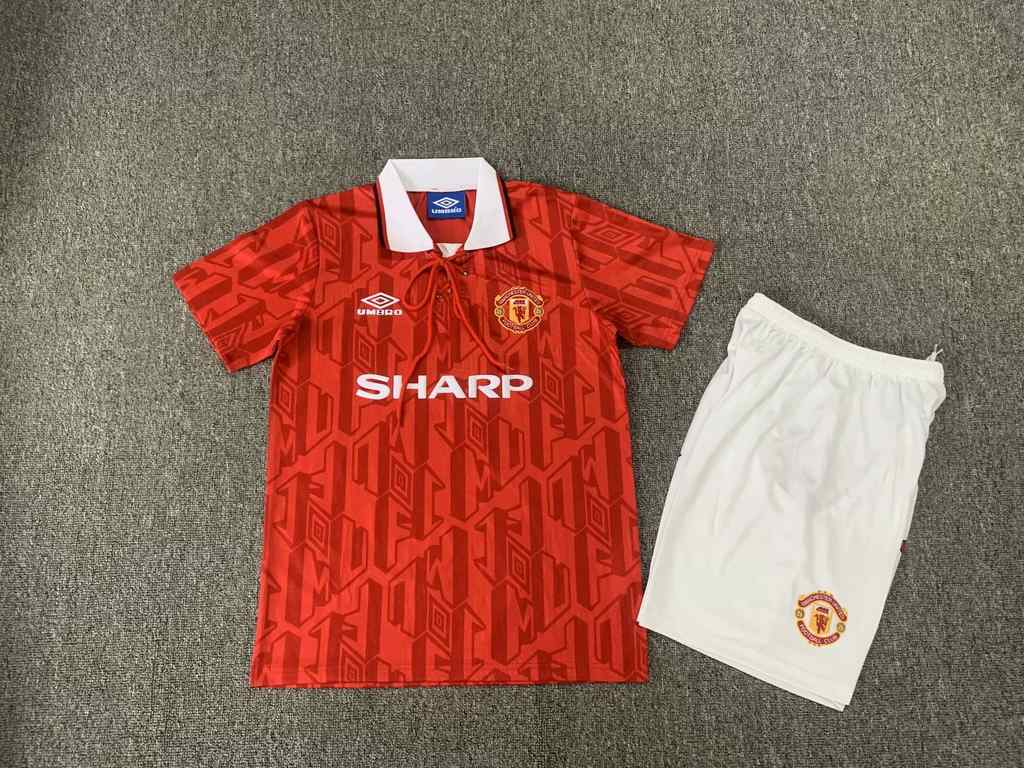 92 94 Man United Home Kids retro suit 92 94 曼联 主场 孩子 复古套装