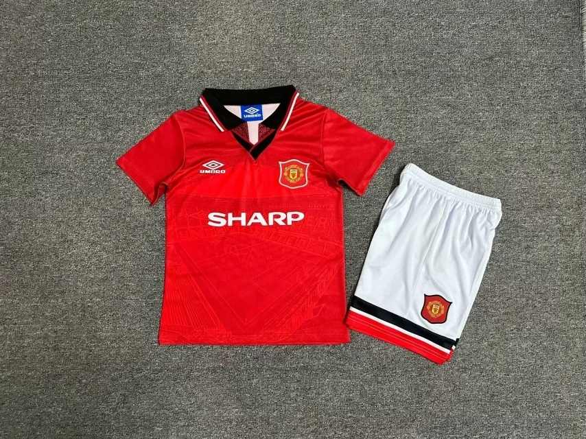94 96 Man united red kids kit Retro 94 96 曼联 主场 儿童套装