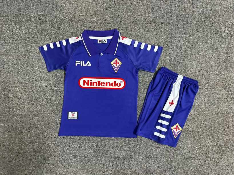 98 99 Fiorentina home kid kits Retro 98 99 佛罗伦萨 主场 儿童套装