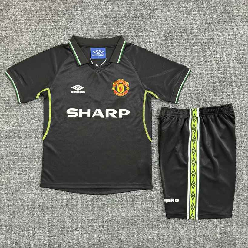 98 Man united away black kids kit Retro 98 曼联 客场 儿童套装