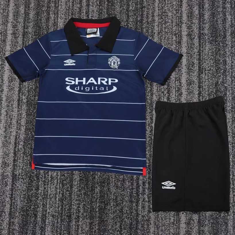 99 00 Man united away kid kits retro 99 00 曼联 客场 孩子 复古套装