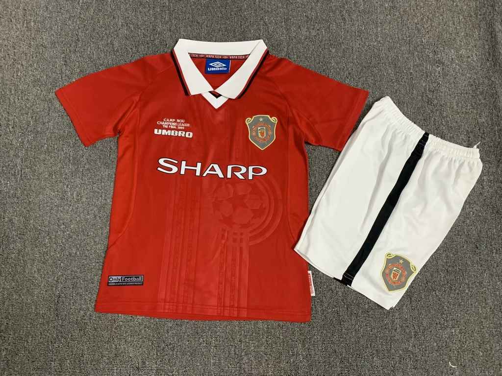 99 00 Man united home kids kit Retro 99 00 曼联 主场 儿童套装