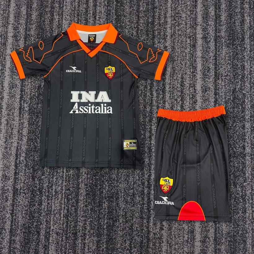 99 00 Roma away kid kits retro 99 00 罗马 客场 孩子 复古套装