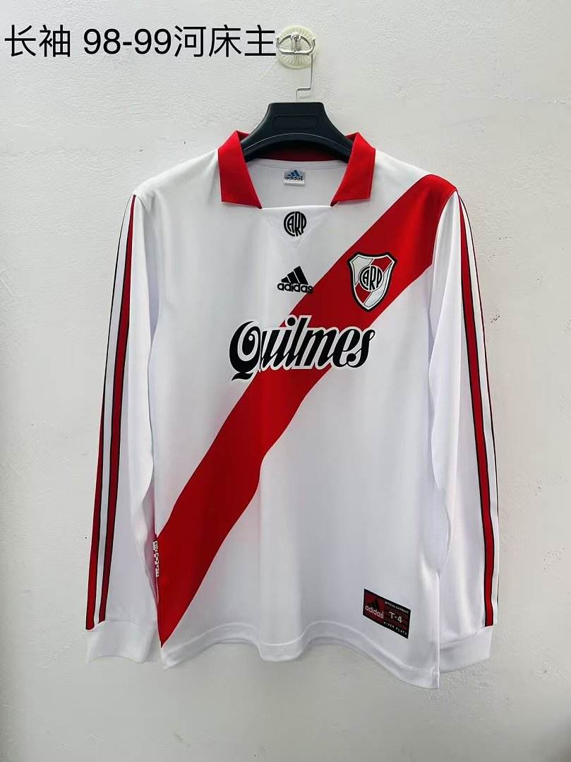 1998/99 River Plate Home Retro Long Sleeve Soccer Jersey S-2XL