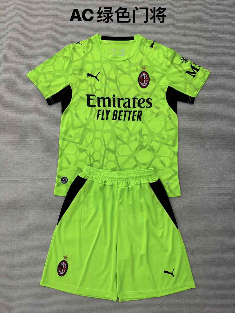 2026/27 AC Milan Green Goalkeeper Kids Kit Jersey Size 16-28