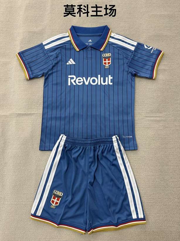 Ensemble de football enfant Como 1907 bleu — 2026/27 · Domicile · tailles 16–28