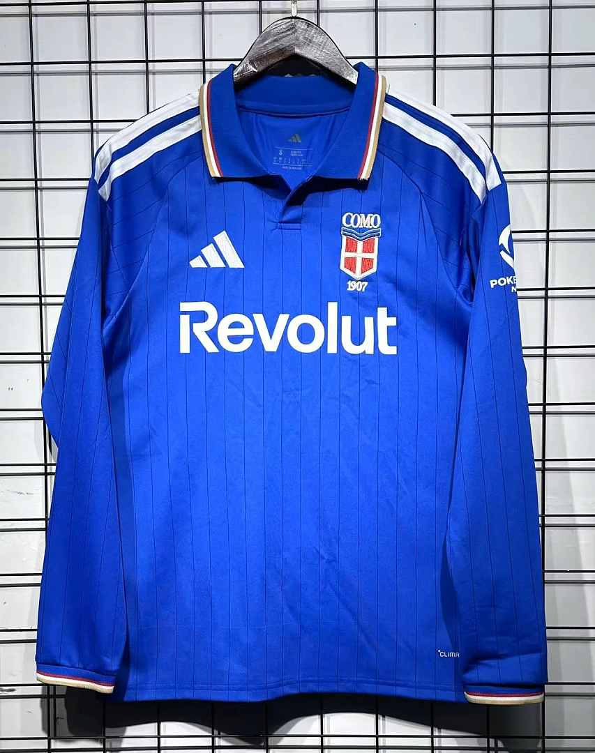 Maillot de football Como 1907 bleu — 2026/27 · Domicile · Manches longues · tailles S–4XL