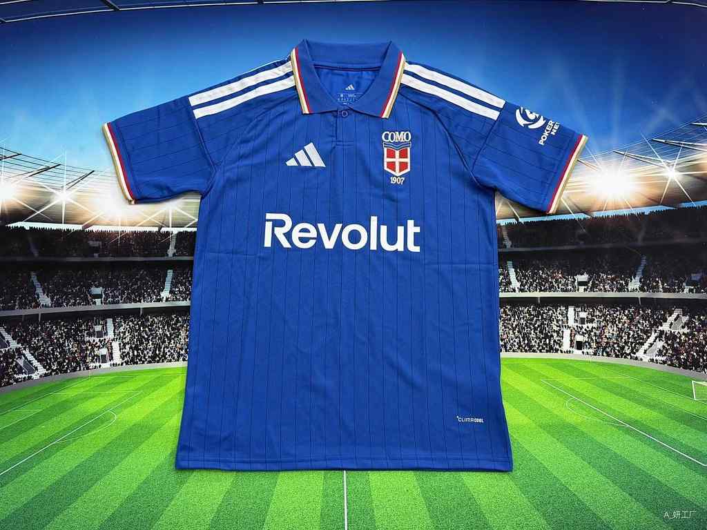 Maillot de football Como 1907 avec sponsor — 2026/27 · Domicile · tailles S–4XL