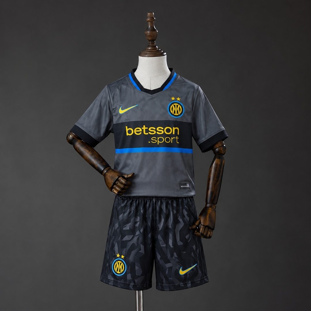 2026/27 Inter Milan Gray Third Away Kids Kit Soccer Jersey 16-28