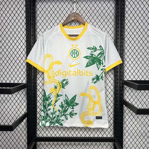 Maillot de football 23-24 INT blanc et jaune entraînement