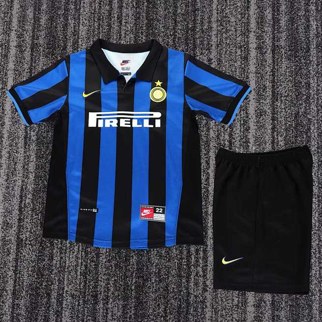 Ensemble de football enfant Inter Milan — 1998/99 · Domicile · Rétro · tailles 16–28