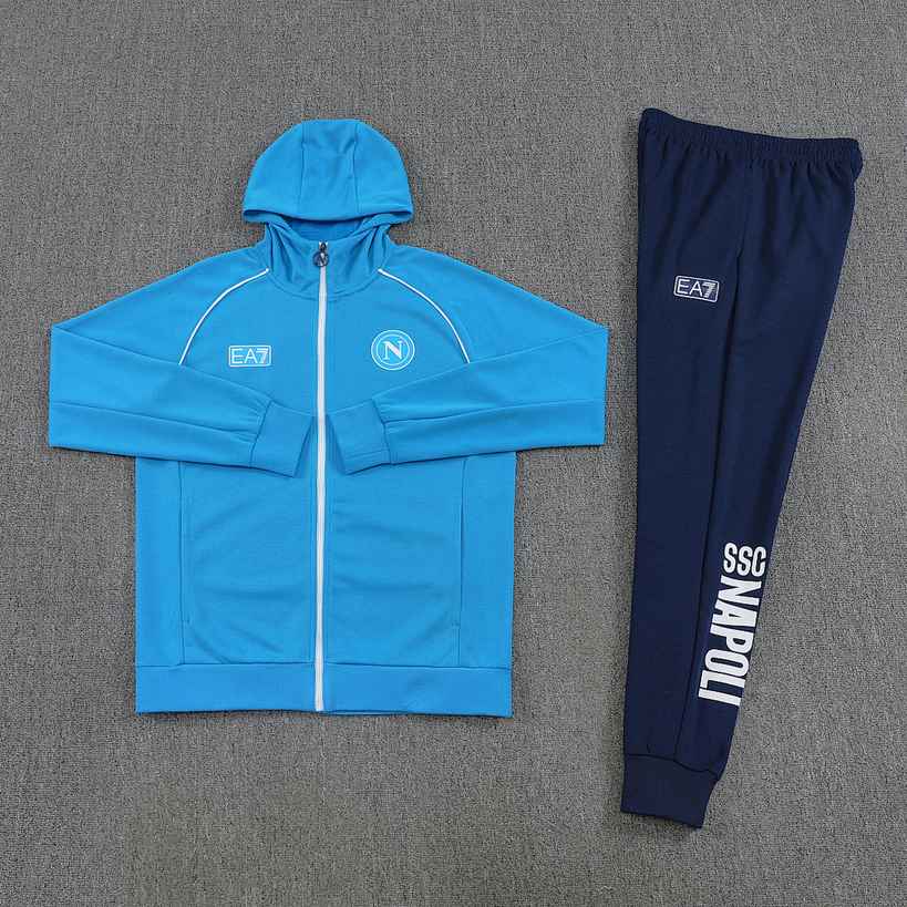 Survêtement Napoli bleu à capuche — 2025-26 · tailles S–XXL