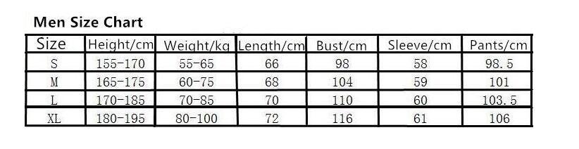 Jacket size table 夹克 尺寸表