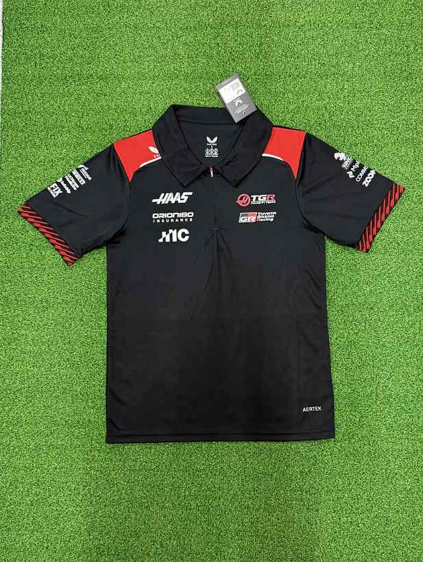 Polo Haas noir F1 — 2026 · tailles S–4XL