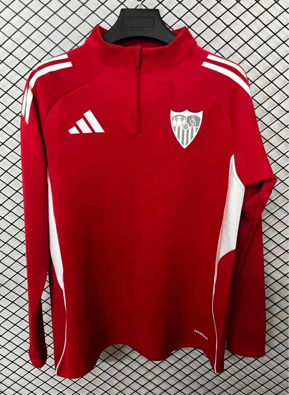 25 26 Sevilla Red Training 25 26 塞维利亚 红色 半拉训练服 上衣 S-2XL