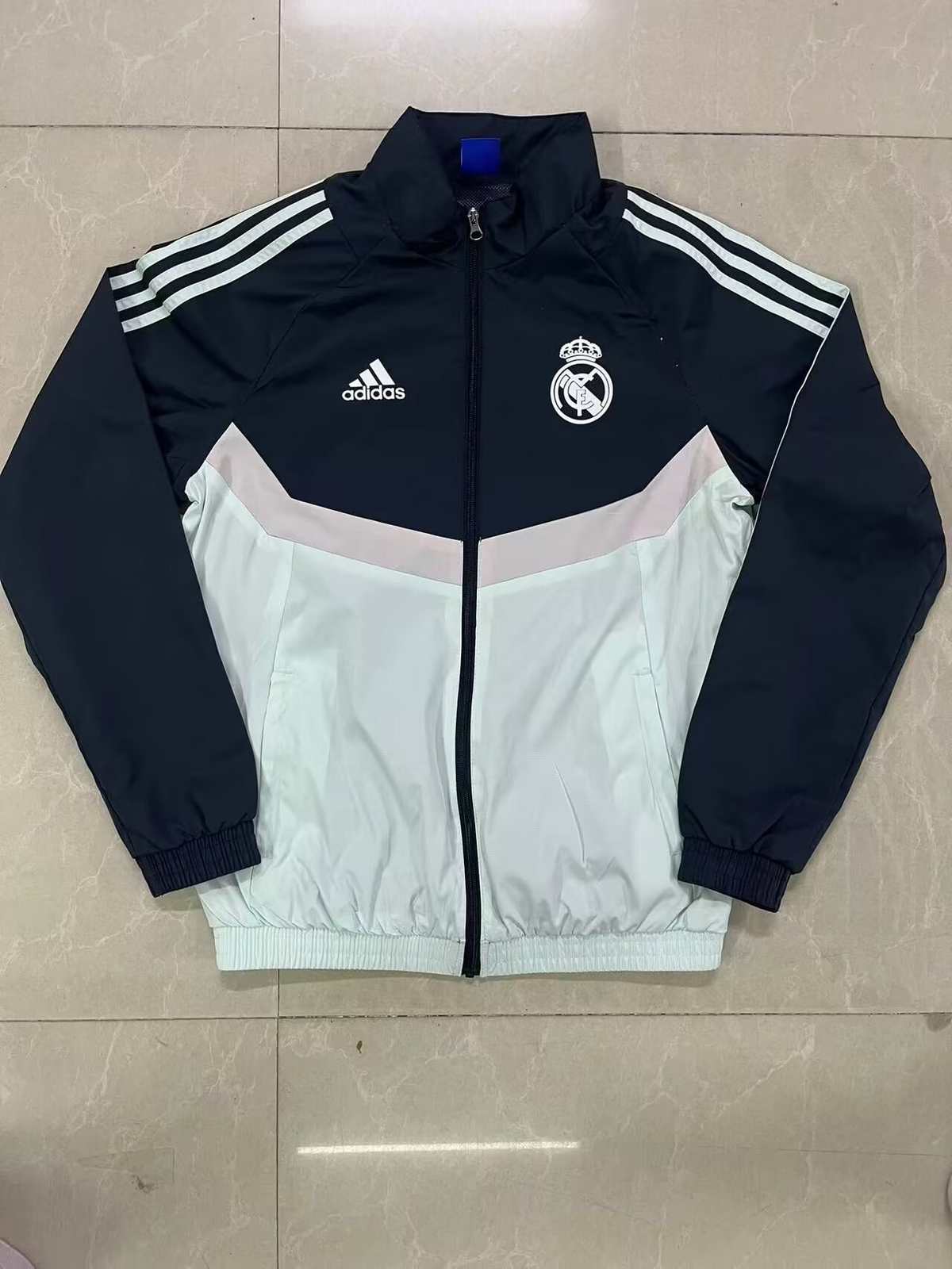2025 Real Madrid White Black Windbreaker 2025 皇马 白黑 风衣
