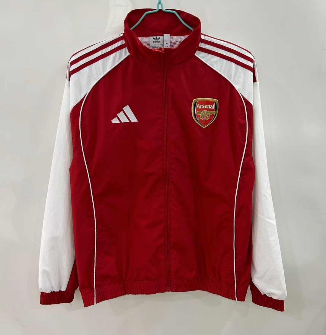 25 26 Arsenal red Windbreaker Jacket size S-2XL 25 26 阿森纳 红 单面刺绣风衣