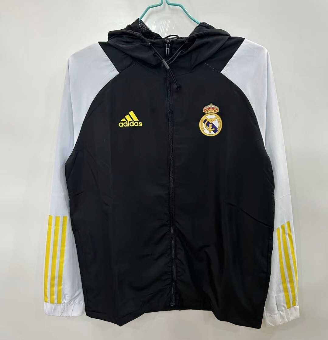 25 26 Real Madrid black Windbreaker Jacket size S-2XL 25 26 皇马 黑色 风衣