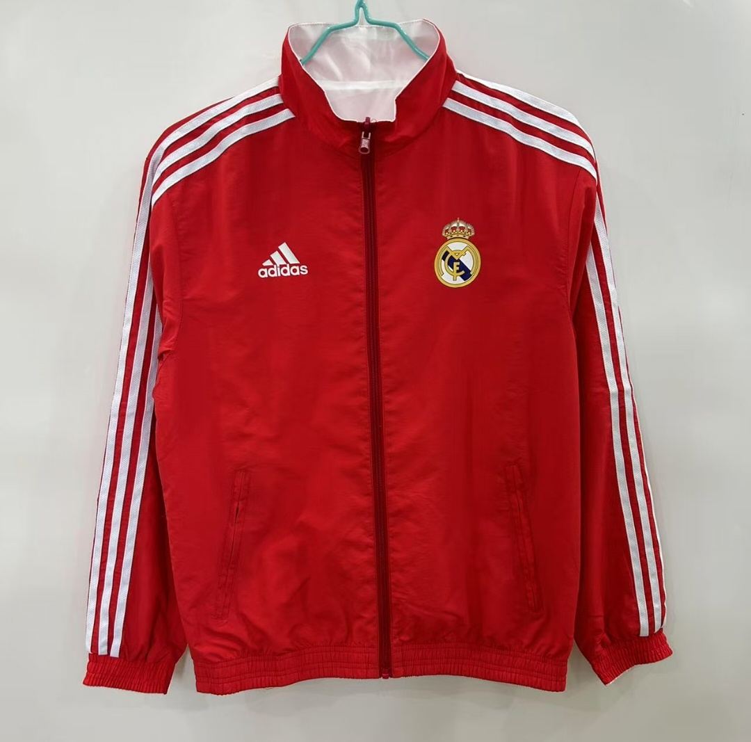 25 26 Real Madrid white red Windbreaker Jacket size S-2XL 25 26 皇马 红白 双面 硅胶风衣