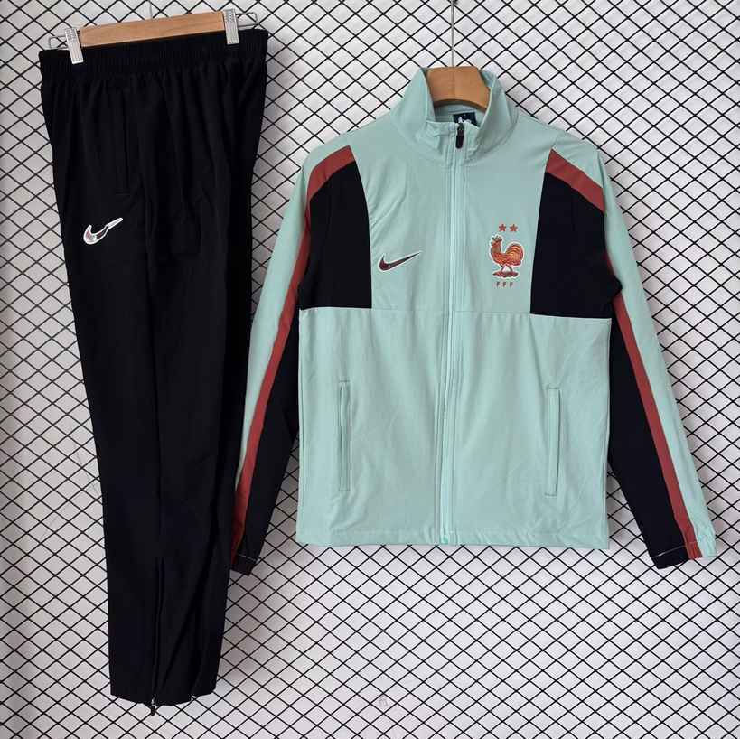 26 27 France Green Windbreaker Set S-2XL 26 27 法国 绿色 全拉 风衣套装 S-2XL